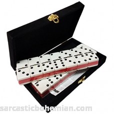 Marion Domino Double Six Red & White Two Tone Tile Jumbo Tournament Size w Spinners in Deluxe Velvet Case B002JB65HU